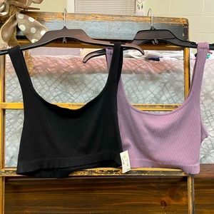 Aero Tank Crop Tops/1-Blck 1-Purple Sold Together